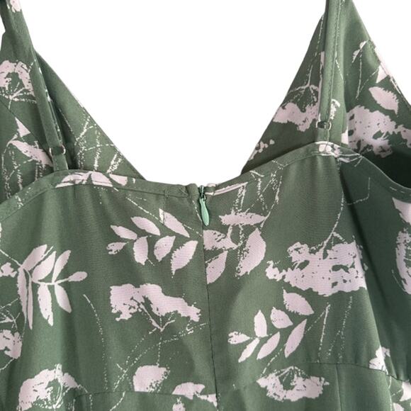 CMZ2005 Green Floral Sleeveless V-Neck Stretch Long Maxi Dress Women Sz XS - Picture 9 of 10